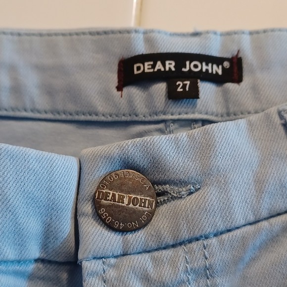 NWT Dear John Jeans, Size 27, Lt Blue, Cuffed Crop, 30W x 24L, Stretch Denim - Picture 6 of 11